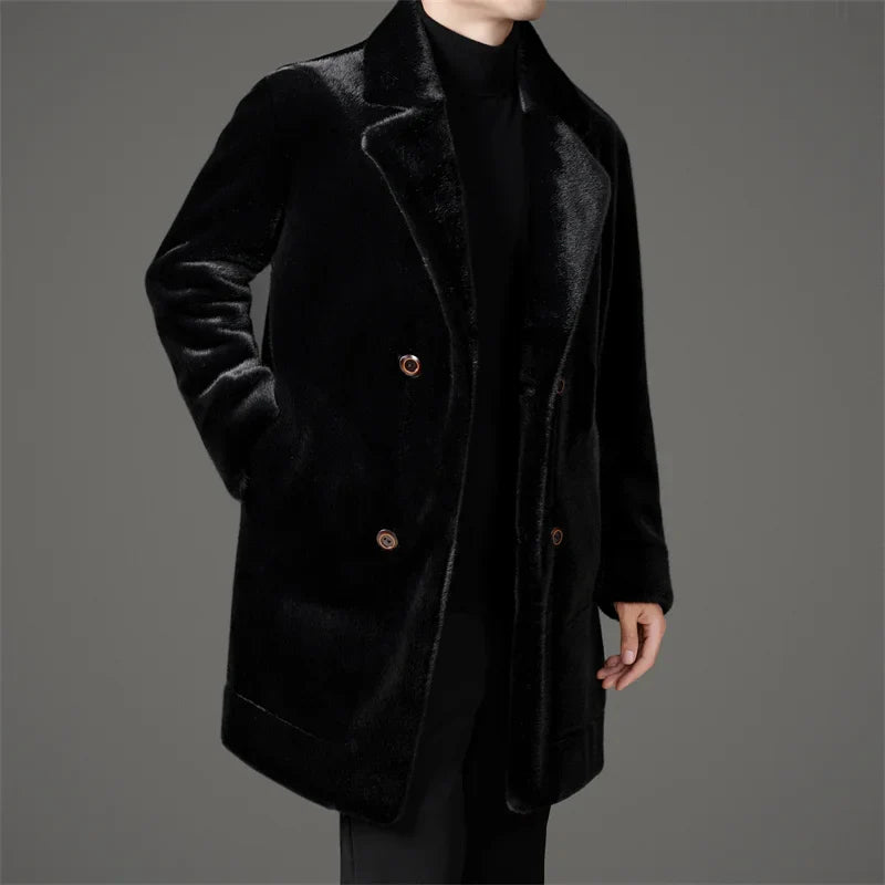 Arthur Mid-Thigh Double-Breasted Overcoat | Collared Regular Fit Overcoat