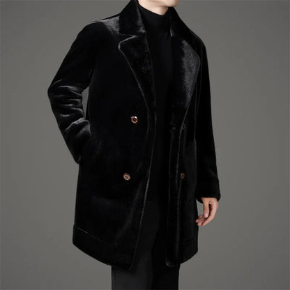 Arthur Mid-Thigh Double-Breasted Overcoat | Collared Regular Fit Overcoat