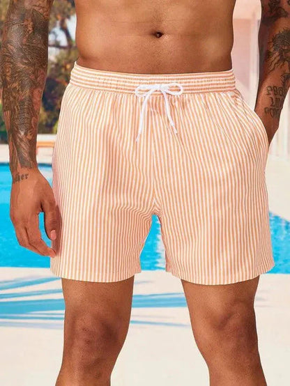 Men’s Swim Shorts – Quick-Dry Fabric – Relaxed Fit – Elastic Waist with Drawstring