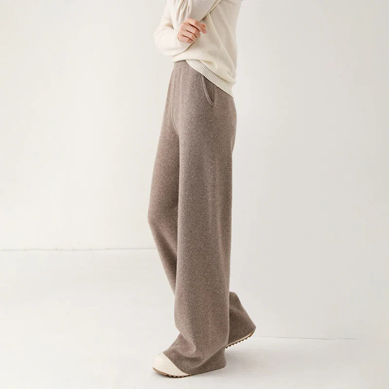 Isabella Relaxed Fit Wide-Leg Pants | Elastic Waist Pockets Pants