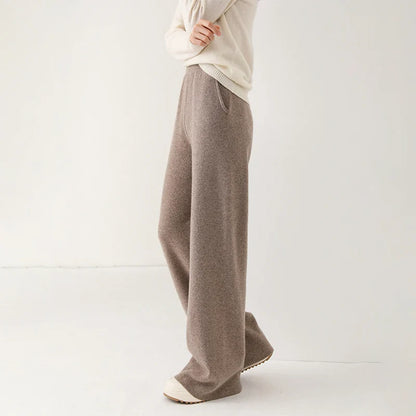 Isabella Relaxed Fit Wide-Leg Pants | Elastic Waist Pockets Pants