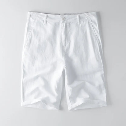 Men’s Casual Shorts – Cotton Linen Blend – Relaxed Fit – Knee Length with Pockets