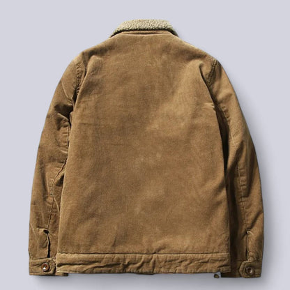 Men’s Jacket – Structured Fit – Corduroy Texture – Sherpa Lined – Button Front