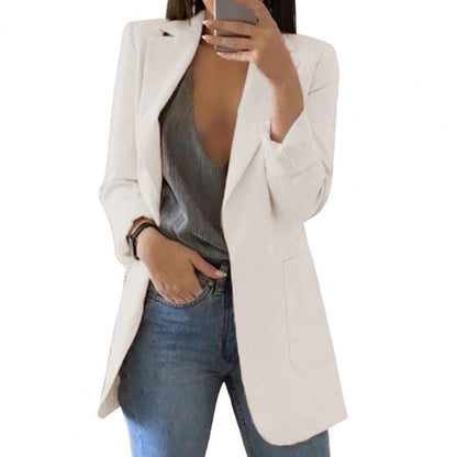 Women’s Blazer – Tailored Fit – Smooth Woven Fabric – Single-Breasted – Hip Length
