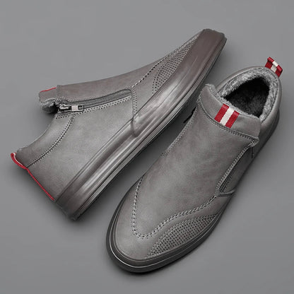 Men’s Mid Top Sneakers – Sleek Fit – Side Zip – Cushioned Lining – Casual Style