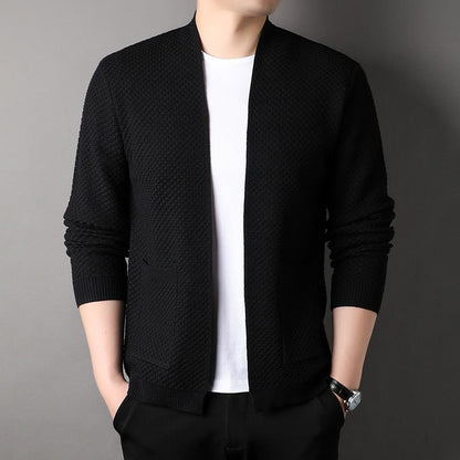 Men’s Blazer – Tailored Fit – Textured Knit – Open Front – Ribbed Cuffs – Smart Casual