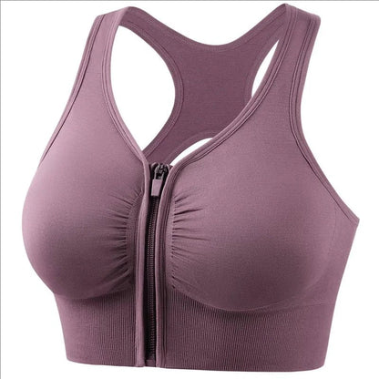 Women’s Sports Bra – Snug Fit – Front Zipper – Racerback – Breathable Blend – Workout Support