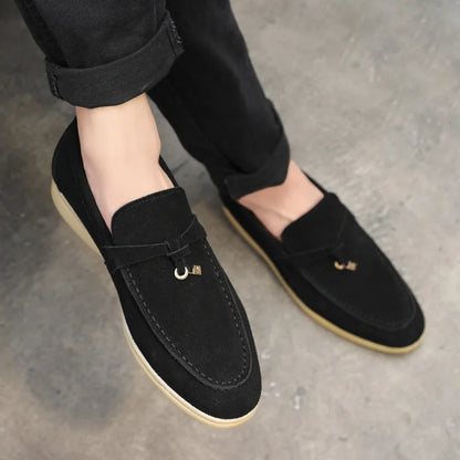 Men’s Loafers – Suede Slip-On – Slim Fit – Tassel Accent – Rubber Sole – Smart Casual