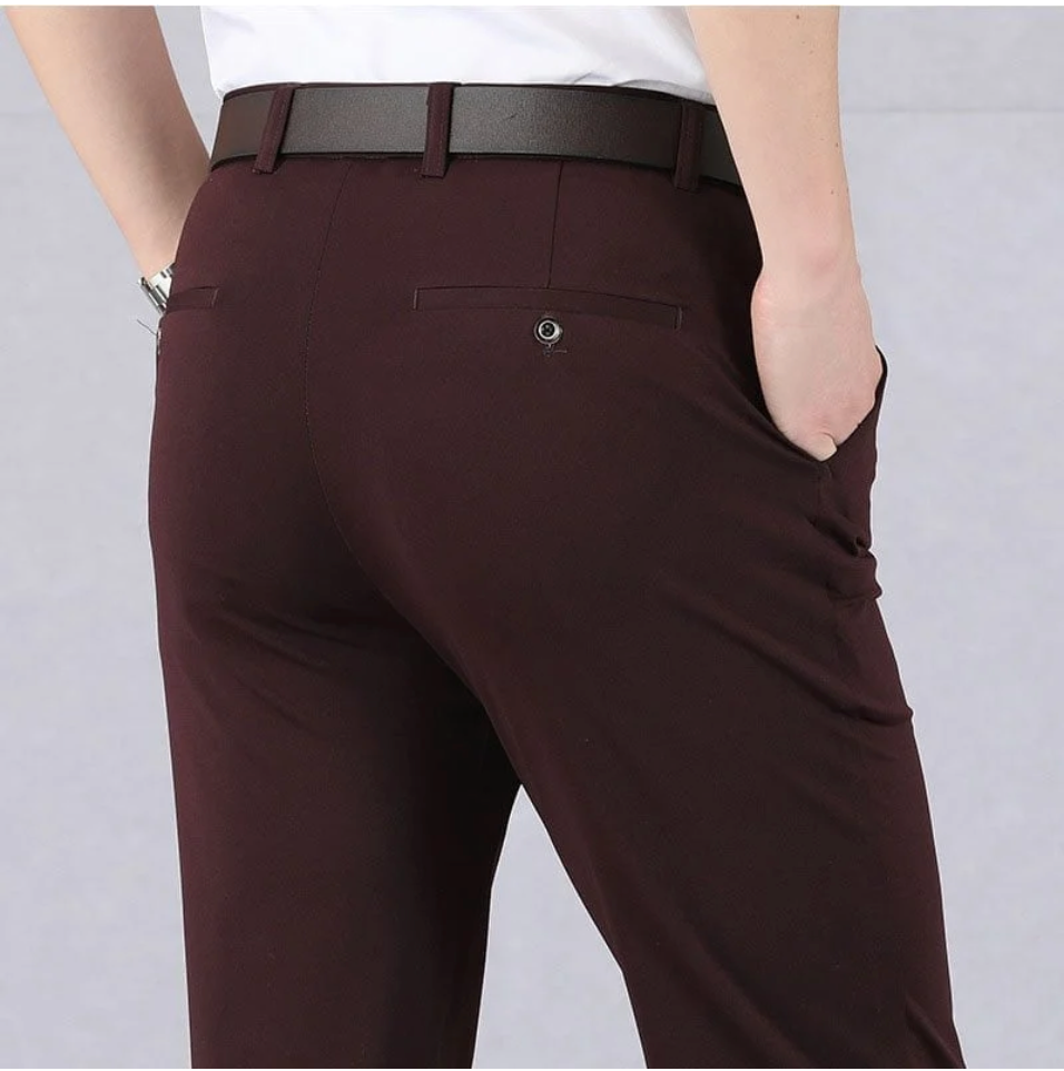 Men’s Formal Trousers – Slim Fit – Stretch Fabric – Flat Front Tailored Style