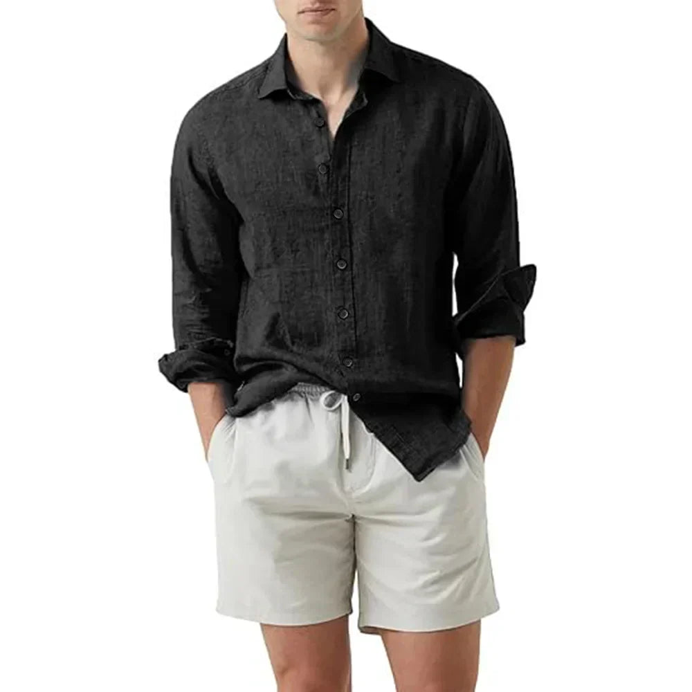 Men’s Button-Down Shirt – Relaxed Fit – Long Sleeve – Breathable Natural Fibers