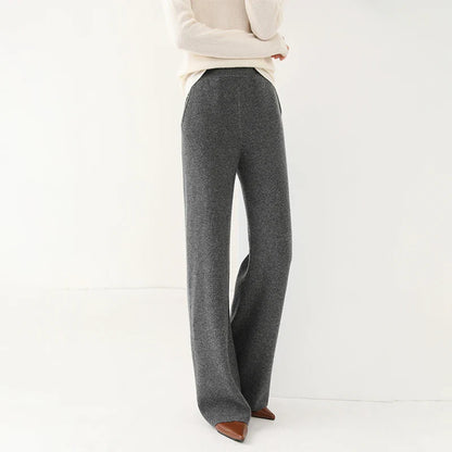Isabella Relaxed Fit Wide-Leg Pants | Elastic Waist Pockets Pants