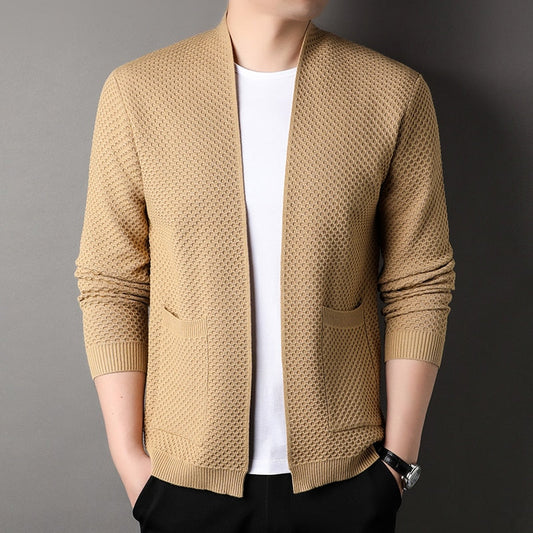 Men’s Blazer – Tailored Fit – Textured Knit – Open Front – Ribbed Cuffs – Smart Casual