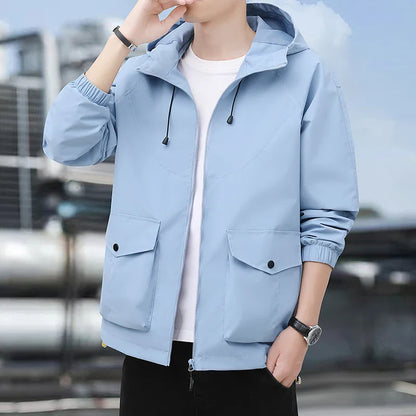 Men's Hooded Windbreaker Jacket – Loose Fit – Full Zip – Breathable Fabric