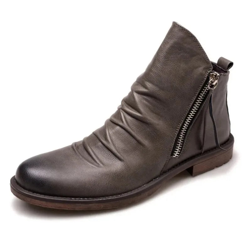 Theodore Regular Fit Chelsea Boots | Burnished Finish Ruched Shaft Chelsea Boots