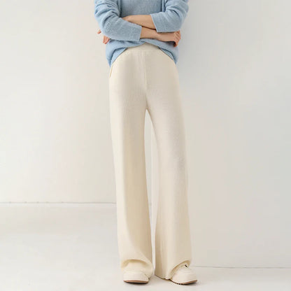 Isabella Relaxed Fit Wide-Leg Pants | Elastic Waist Pockets Pants