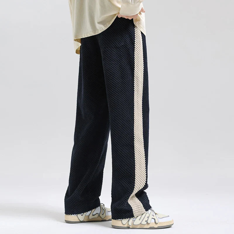 Theodore Relaxed Trousers | Ribbed Side Stripe Drawstring Trousers
