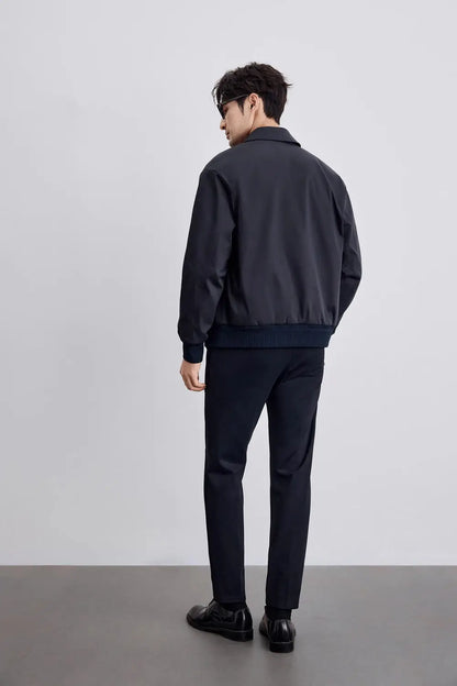 Men’s Jacket – Relaxed Fit – Button Front – Classic Collar – Ribbed Cuffs – Breathable Blend