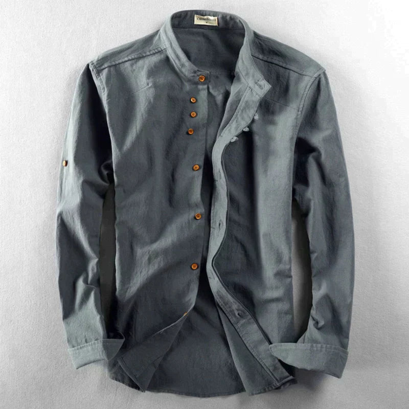 Men’s Dress Shirt – Slim Fit – Stand-Up Collar – Long Sleeve Button-Down