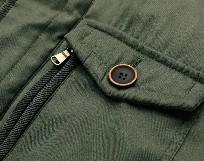 Oscar Corduroy Trim Relaxed Fit Jacket | Hooded Thigh-Length Jacket