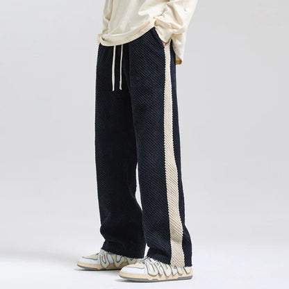 Theodore Relaxed Trousers | Ribbed Side Stripe Drawstring Trousers