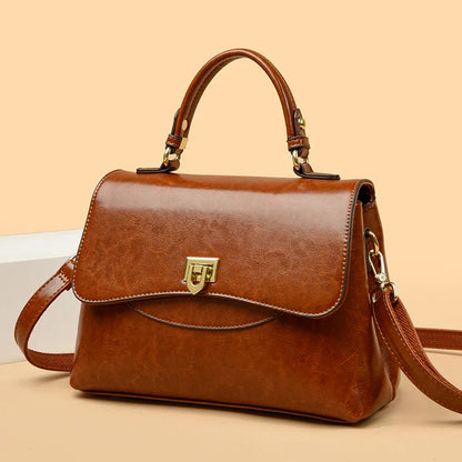 Isabella Structured Satchel Bag | Top Handle Flap Closure Satchel Bag