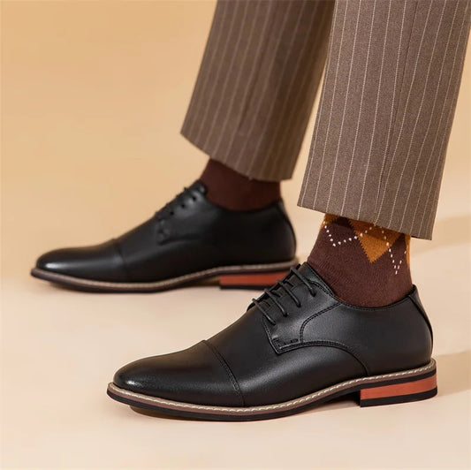 Men’s Oxford Shoes – Sleek Cap Toe – Closed Lacing – Formal Structured Fit