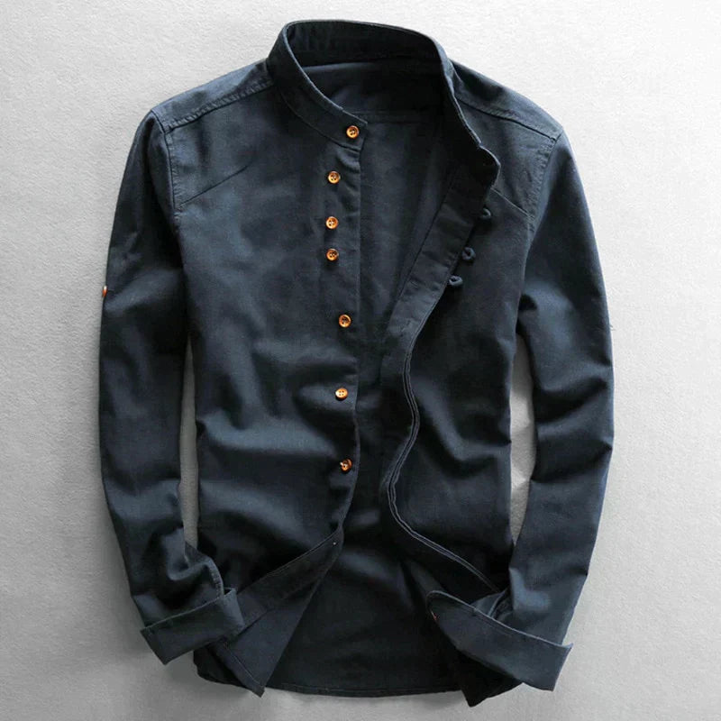 Men’s Dress Shirt – Slim Fit – Stand-Up Collar – Long Sleeve Button-Down