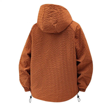 Noah Hooded Jacket | Check Pattern Flap Pockets Jacket