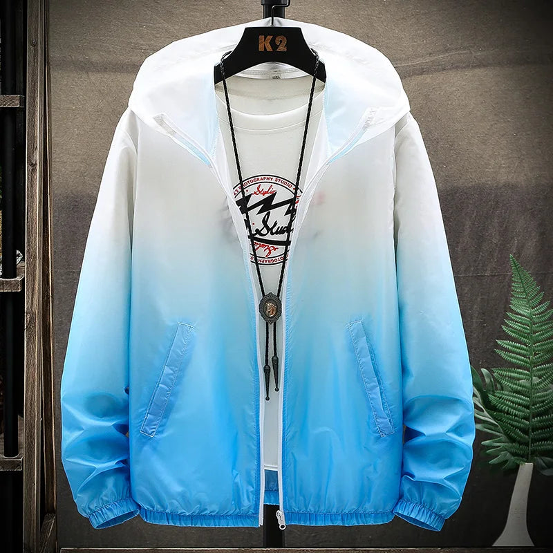 Men’s Lightweight Hoodie – Regular Fit – Windproof – Hooded Zip – Gradient Design
