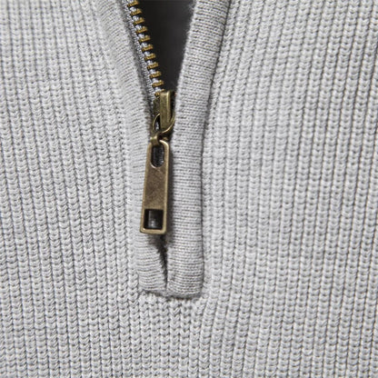 Men’s Sweater – Cotton Blend – Classic Fit – Half-Zip Collar – Ribbed Trim
