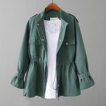 Women’s Trench Coat – Structured Fit – Zipper Front – Utility Style – Breathable Blend