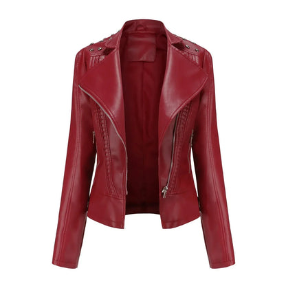 Women’s Tailored Jacket – Structured Fit – Cropped Length – Studded Shoulders – Zip Closure