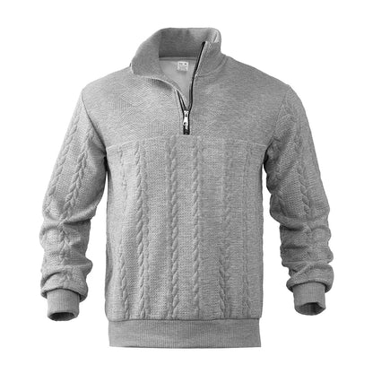 Oliver Patterned Mock Neck Cable Knit Half-Zip Sweater | Regular Fit Hip-Length Half-Zip Sweater