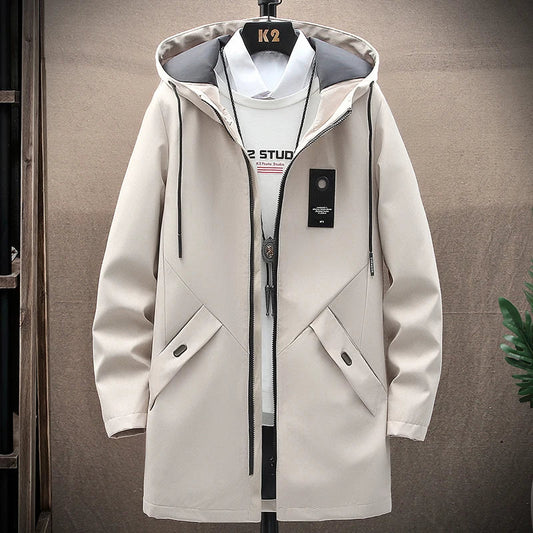 Men’s Windbreaker Coat – Loose Fit – Water-Resistant – Hooded – Full Zip Casual Outerwear