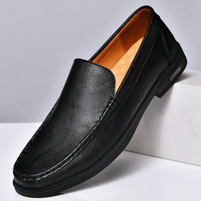 Men’s Moccasins – Leather Slip-On – Classic Stitch – Comfort Fit