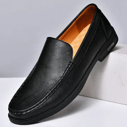 Men’s Moccasins – Leather Slip-On – Classic Stitch – Comfort Fit