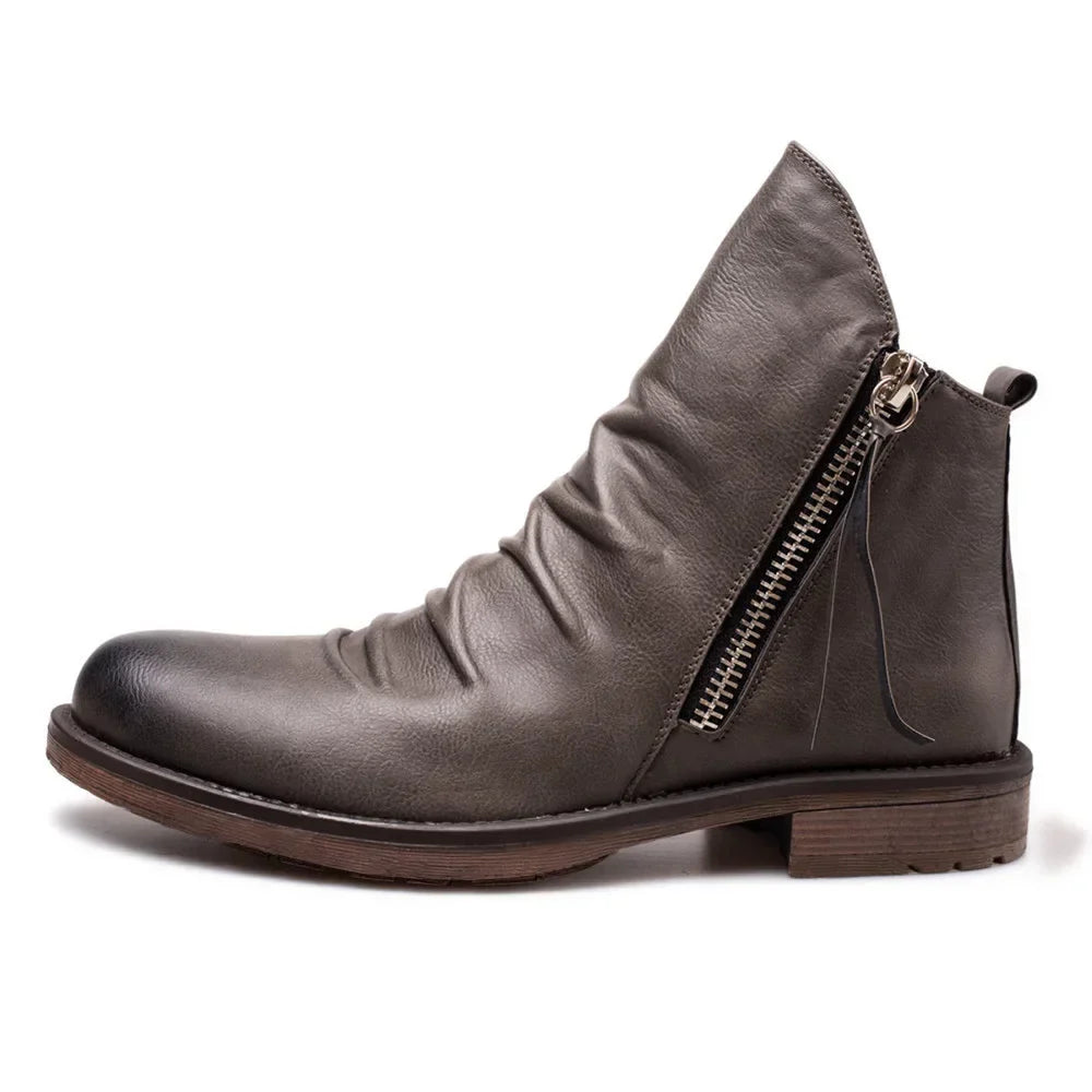 Theodore Regular Fit Chelsea Boots | Burnished Finish Ruched Shaft Chelsea Boots