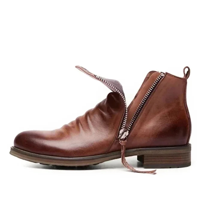 Theodore Regular Fit Chelsea Boots | Burnished Finish Ruched Shaft Chelsea Boots