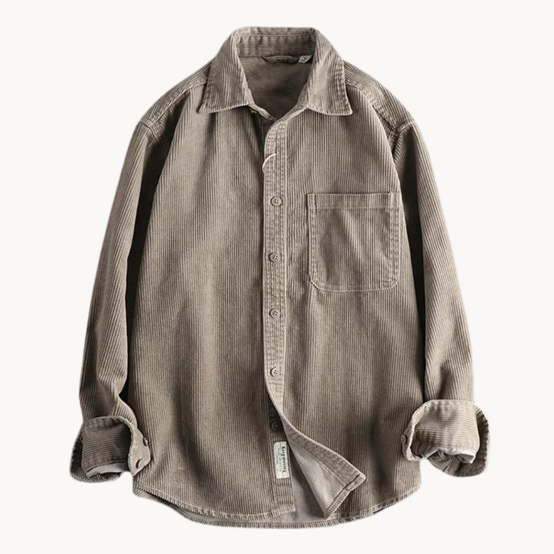Archie Corduroy Relaxed Fit Button-Up Shirt | Collared Long Sleeve Shirt