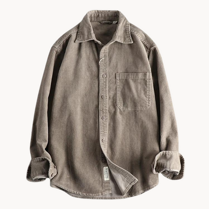 Archie Corduroy Relaxed Fit Button-Up Shirt | Collared Long Sleeve Shirt