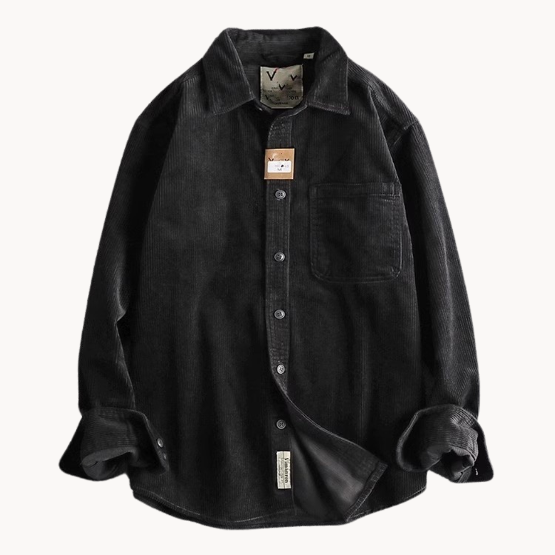 Archie Corduroy Relaxed Fit Button-Up Shirt | Collared Long Sleeve Shirt