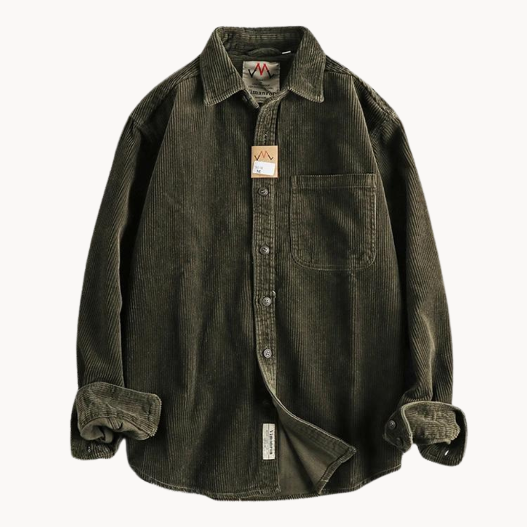 Archie Corduroy Relaxed Fit Button-Up Shirt | Collared Long Sleeve Shirt