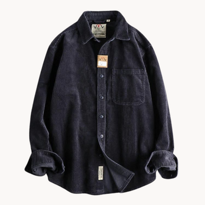 Archie Corduroy Relaxed Fit Button-Up Shirt | Collared Long Sleeve Shirt