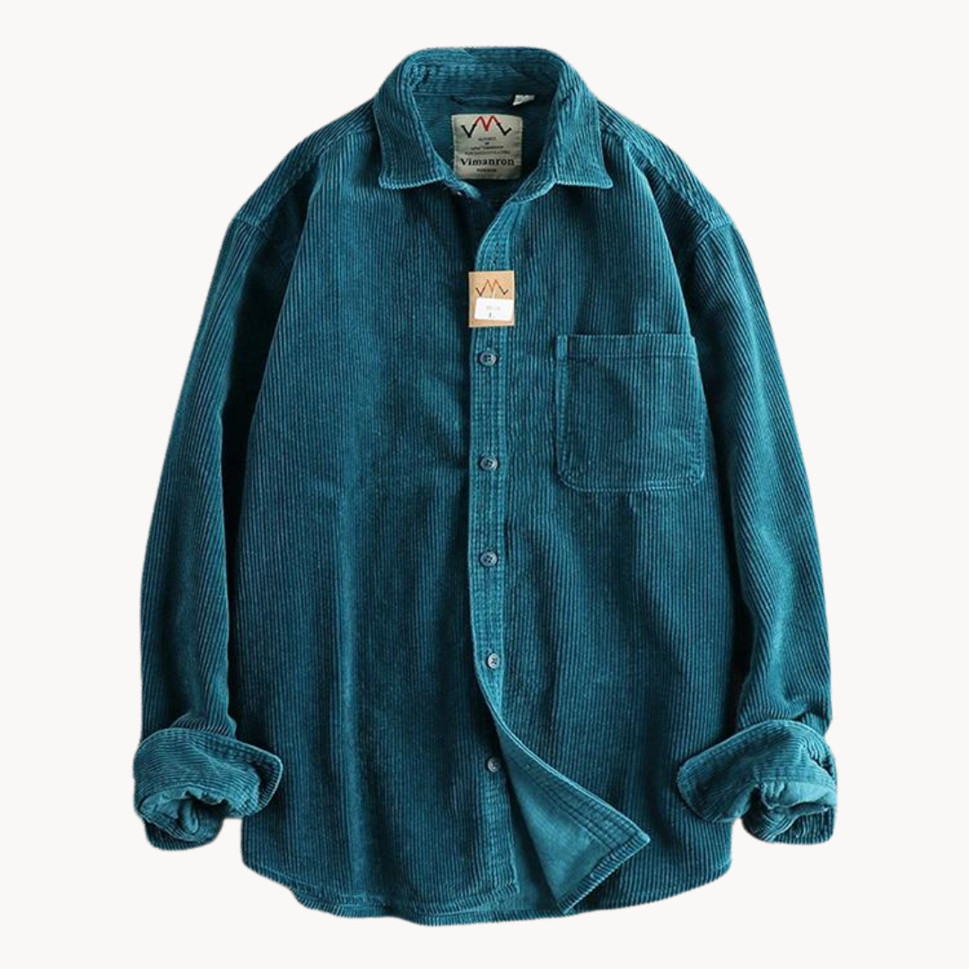 Archie Corduroy Relaxed Fit Button-Up Shirt | Collared Long Sleeve Shirt