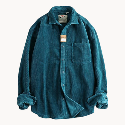 Archie Corduroy Relaxed Fit Button-Up Shirt | Collared Long Sleeve Shirt