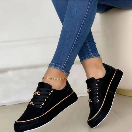 Women's Sneakers - Knit - Low-Top Fit - Chain Detail - Slip-On Style