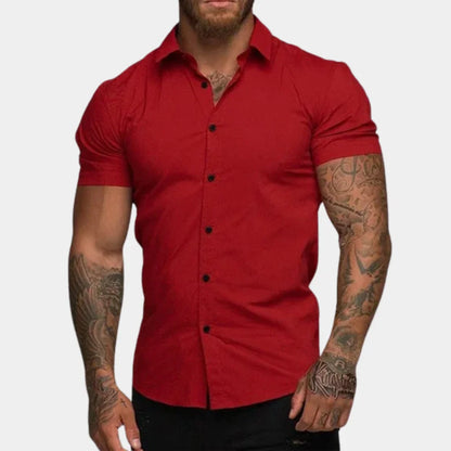 Men’s Short Sleeve Shirt – Slim Fit – Breathable Blend – Button-Up Casual Style
