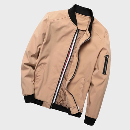 Men’s Bomber Jacket – Slim Fit – Lightweight Breathable Fabric – Ribbed Trim – Zip Sleeve Pocket