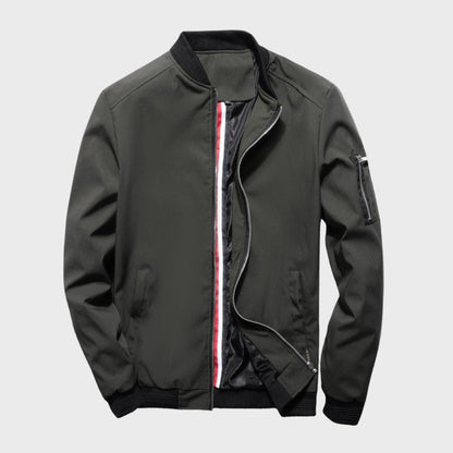 Men’s Bomber Jacket – Slim Fit – Lightweight Breathable Fabric – Ribbed Trim – Zip Sleeve Pocket