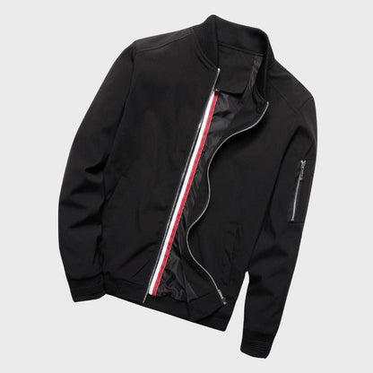 Men’s Bomber Jacket – Slim Fit – Lightweight Breathable Fabric – Ribbed Trim – Zip Sleeve Pocket